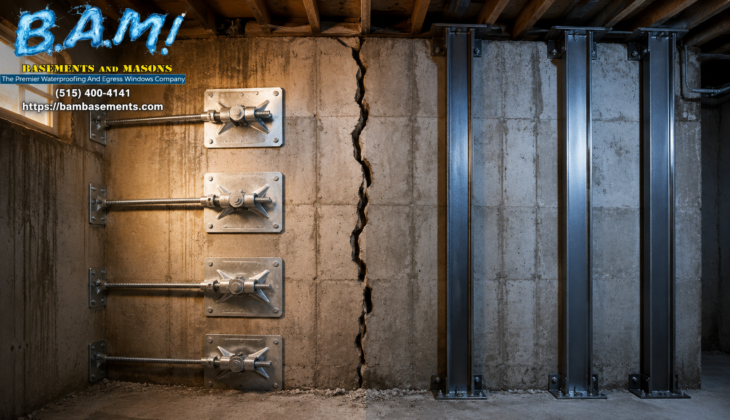 Basement structural reinforcement in progress