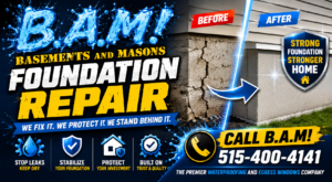Cracked Foundation Repair Des Moines IA - Bam Basements